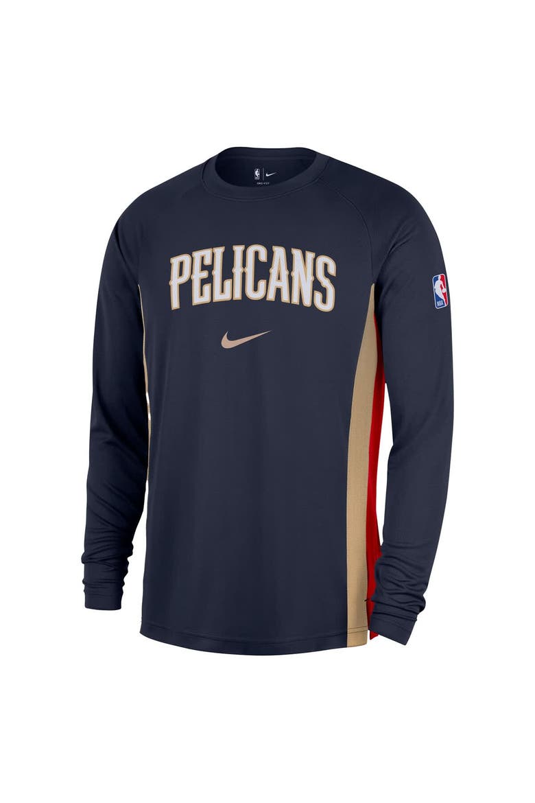 Men's Nike Navy New Orleans Pelicans 2025/26 Authentic Pre-Game Legend Dri-FIT Long Sleeve Shooting Shirt, Alternate, color, Navy