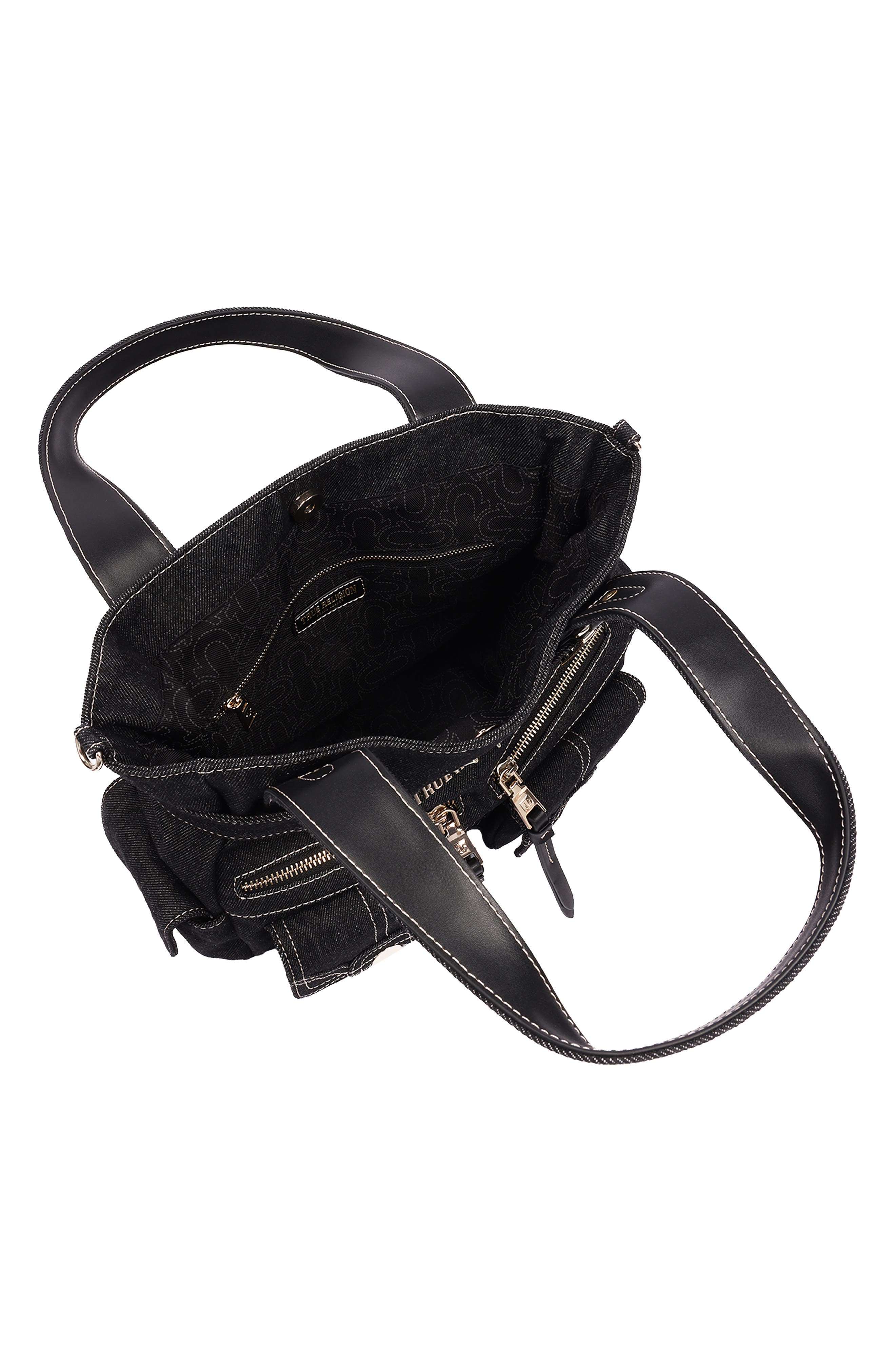 Multi-Pocketed Denim Tote, Alternate, color, BLACK