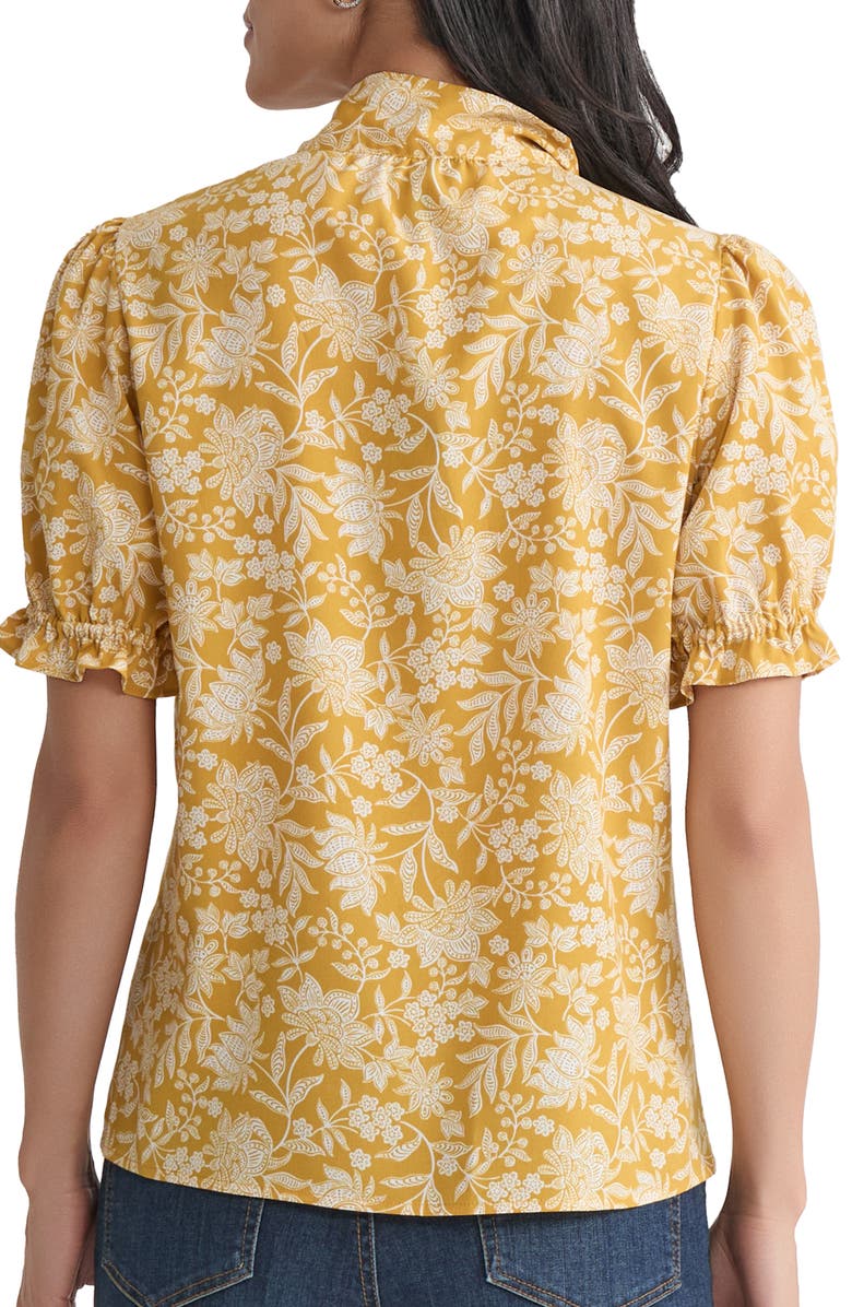 Jones New York Tie Neck Puff Sleeve Top, Alternate, color, Jonagold/ Jones White