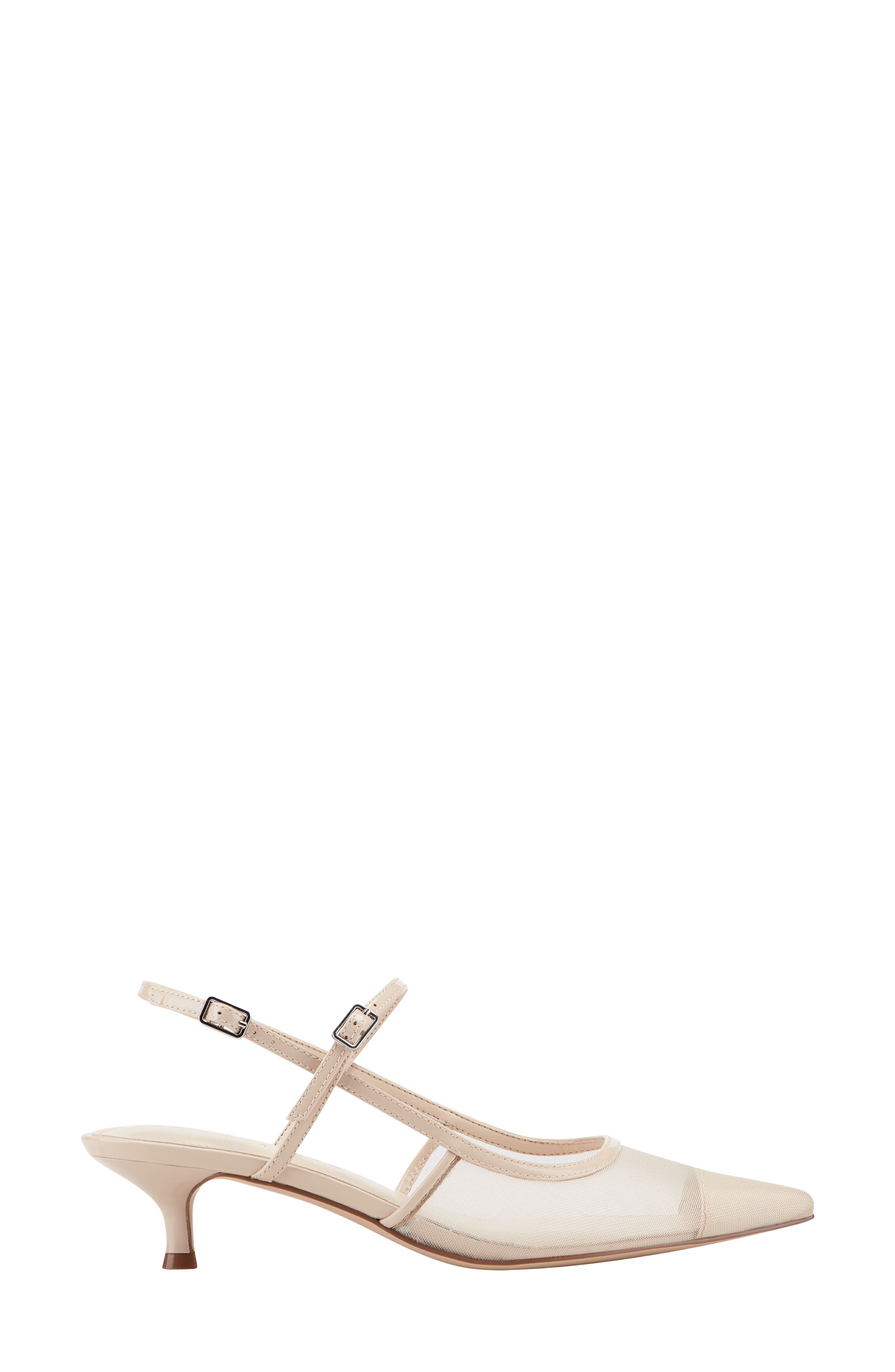 Marc Fisher LTD Ceddy Slingback Pointed Toe Kitten Heel Pump, Alternate, color, Ivory