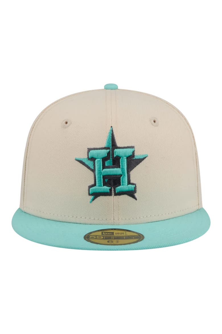 Men's New Era Light Beige/Turquoise Houston Astros Two-Tone Color Pack 59FIFTY Fitted Hat, Alternate, color, Light Beige
