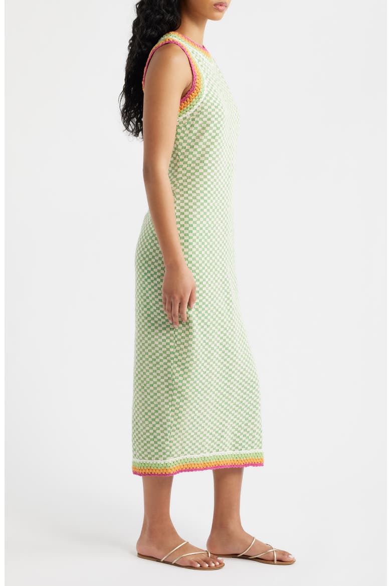 Vesna Crochet Trim Sleeveless Maxi Dress, Alternate, color, GREEN/ CREME
