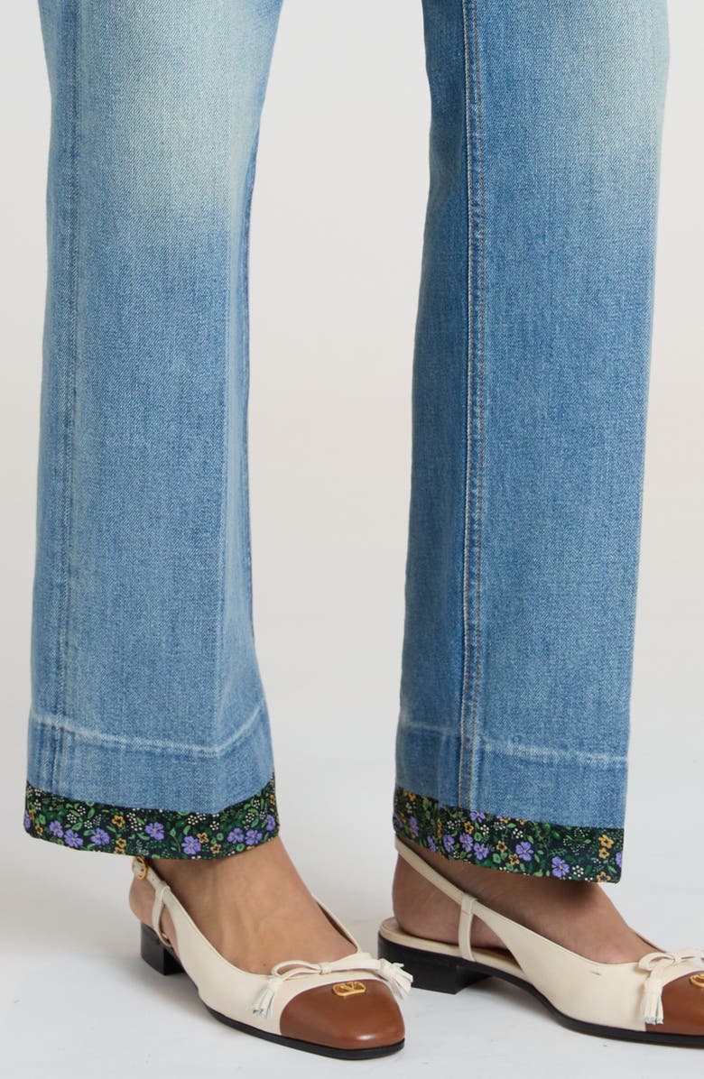 Valentino Garavani Floral Trim Straight Leg Jeans, Alternate, color, Medium Blue Denim