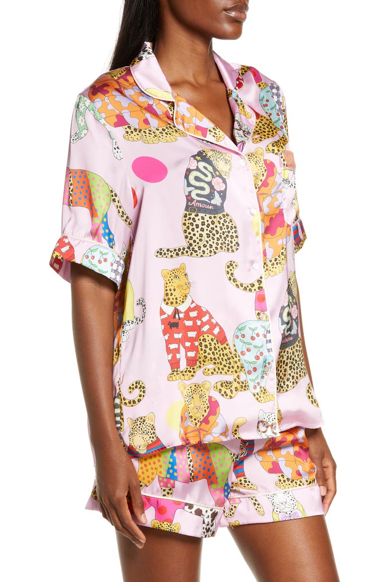 A Leopard Never Changes Its Spots Short Pajamas, Alternate, color, PINK