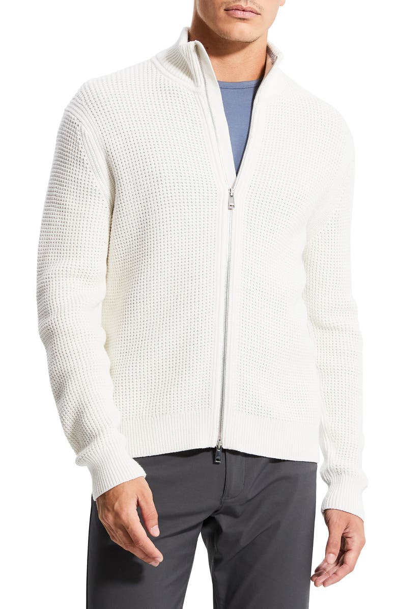 Theory Gary Thermal Cotton & Cashmere Zip-Up Sweater, Main, color,
