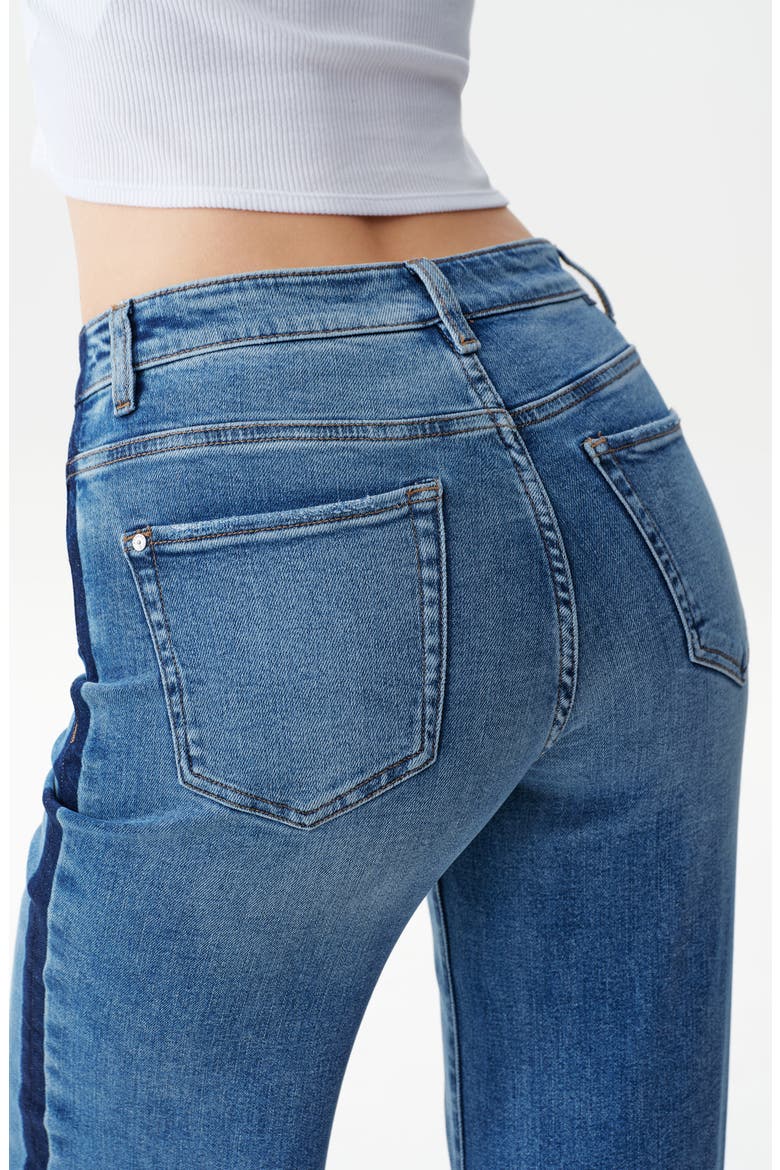 Two-Tone Splice Mid Rise Wide Leg Jeans, Alternate, color, TRAPPIST-1E