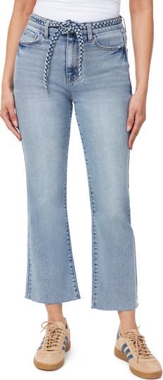 Kensie High Waist Belted Flare Leg Cropped Jeans | Nordstromrack