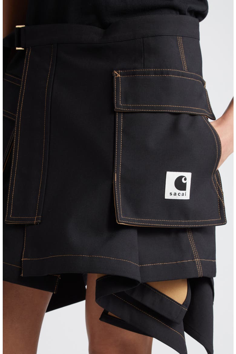 Carhartt WIP Asymmetric Wrap Skirt, Alternate, color, BLACK
