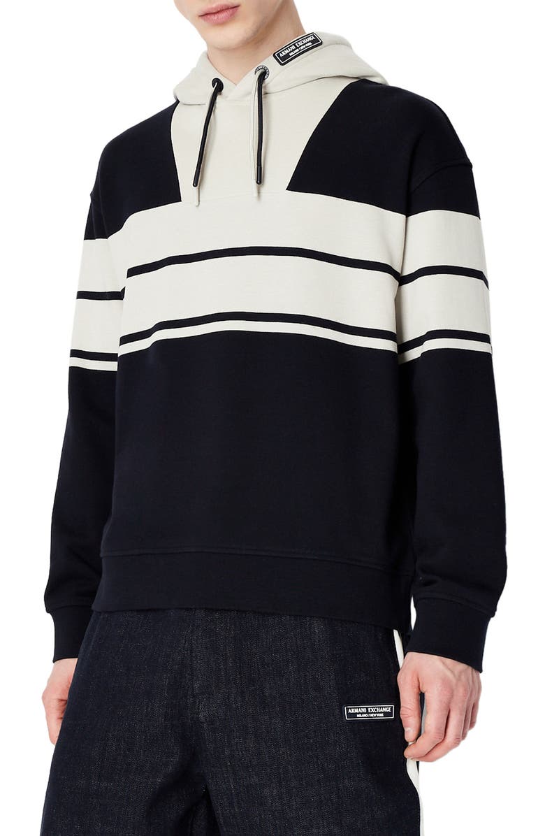 Armani Exchange Stripe Two-Tone Hoodie, Main, color,