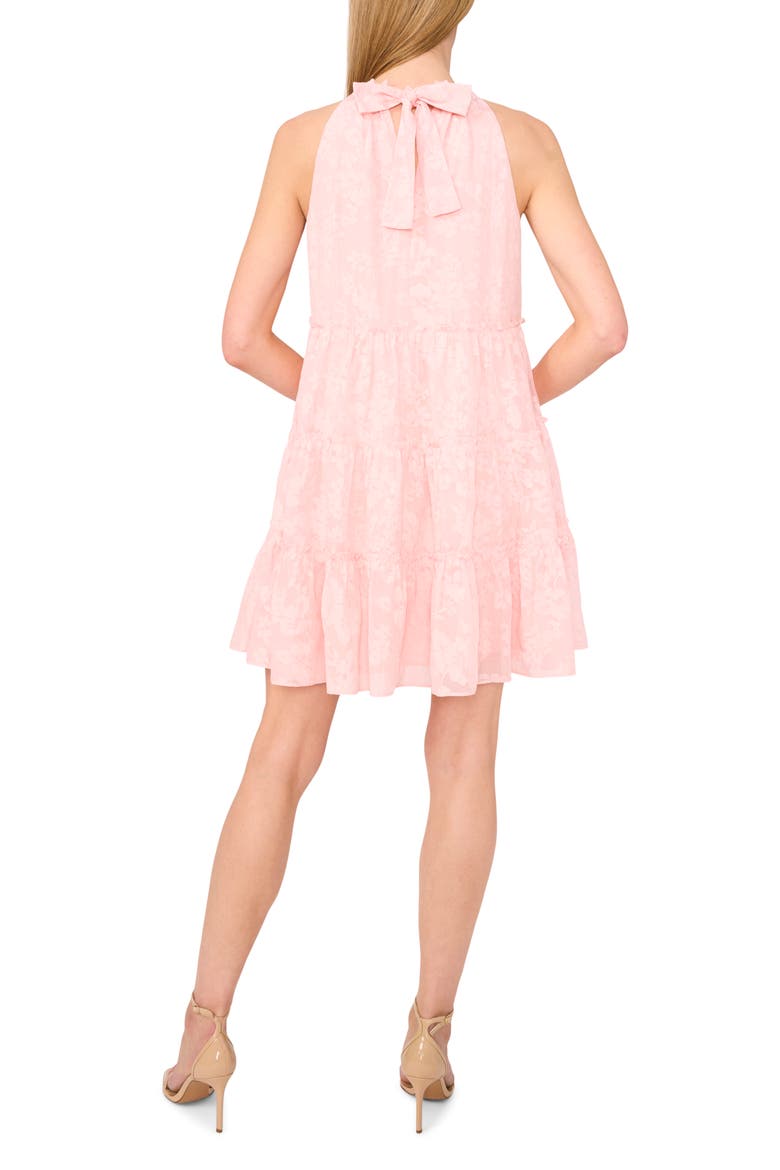 Floral Jacquard Tiered Minidress, Alternate, color, SUGAR PEACH