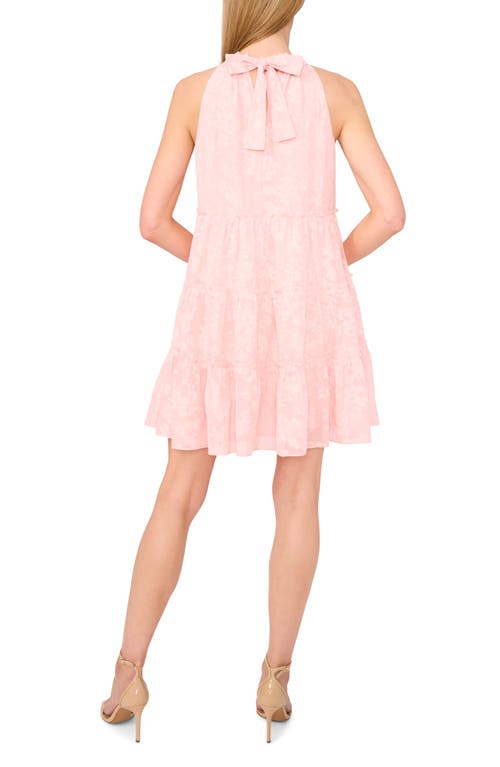Cece Floral Jacquard Tiered Minidress In Sugar Peach
