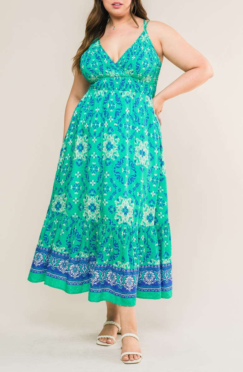 FLYING TOMATO Print Maxi Dress, Alternate, color, Jade