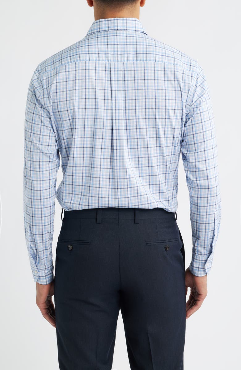 Peter Millar Crown Lite Shadow Check Performance Twill Button-Up Shirt, Alternate, color, Cottage Blue