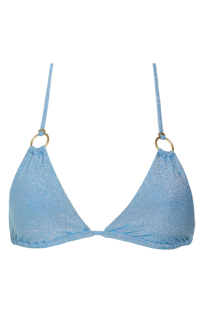 Vitamin A<sup>®</sup> Cosmo Ring Detail Metallic Triangle Bikini Top, Alternate, color, Ocean