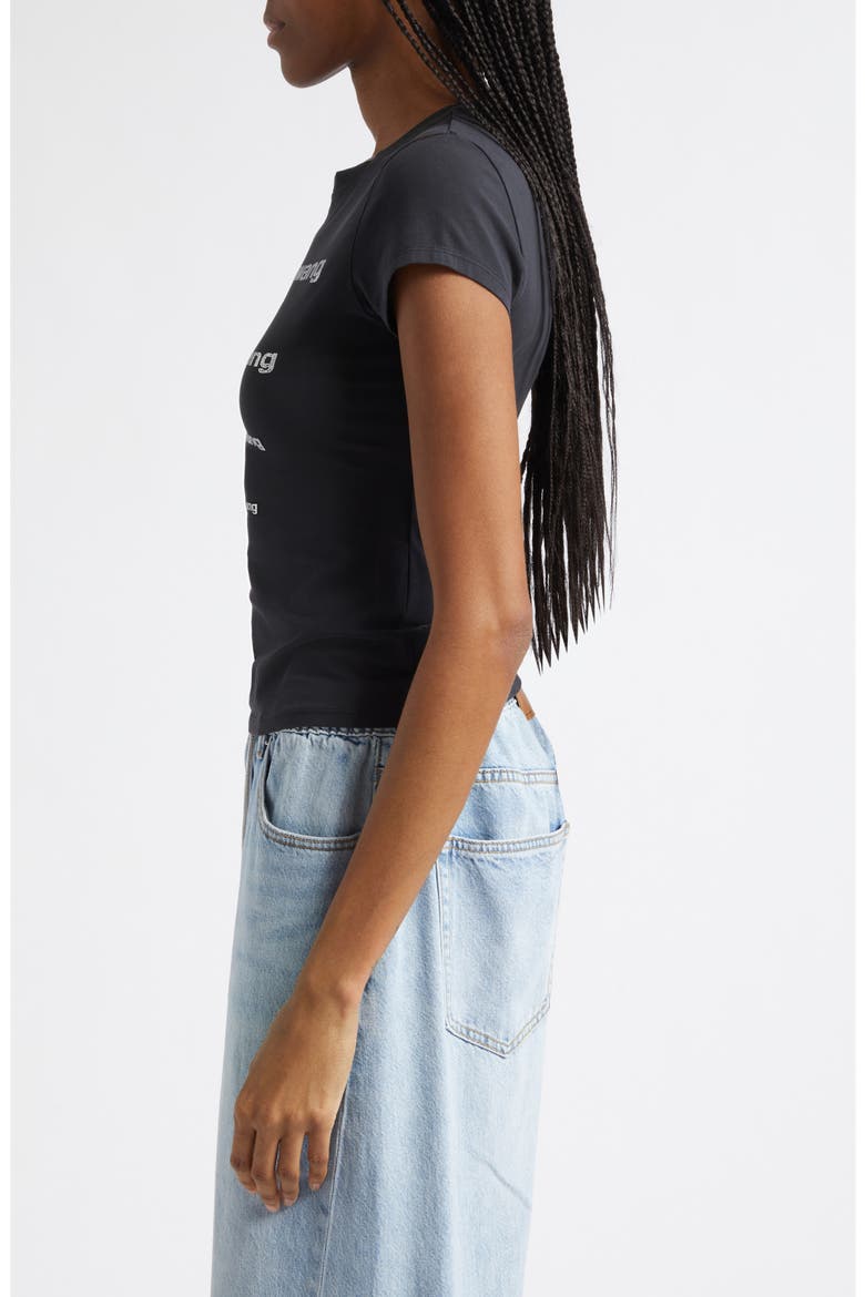Hotfix Crystals Fitted T-Shirt, Alternate, color, WASHED BLACK