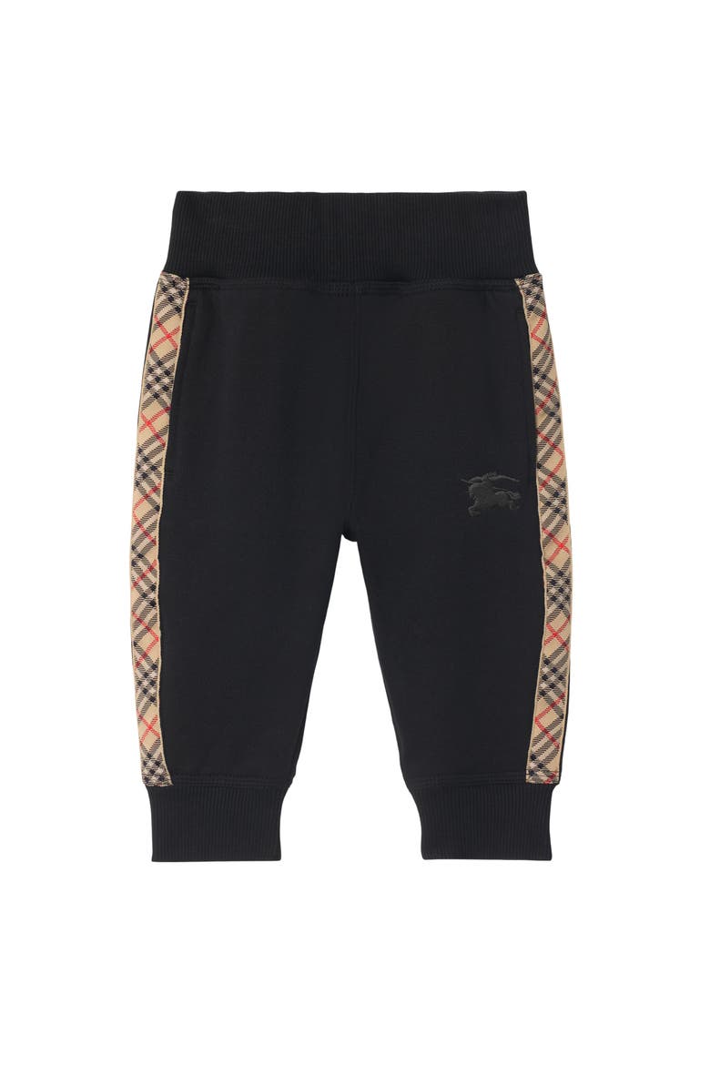 Check Trim Cotton Jogging Pants, Main, color, Black