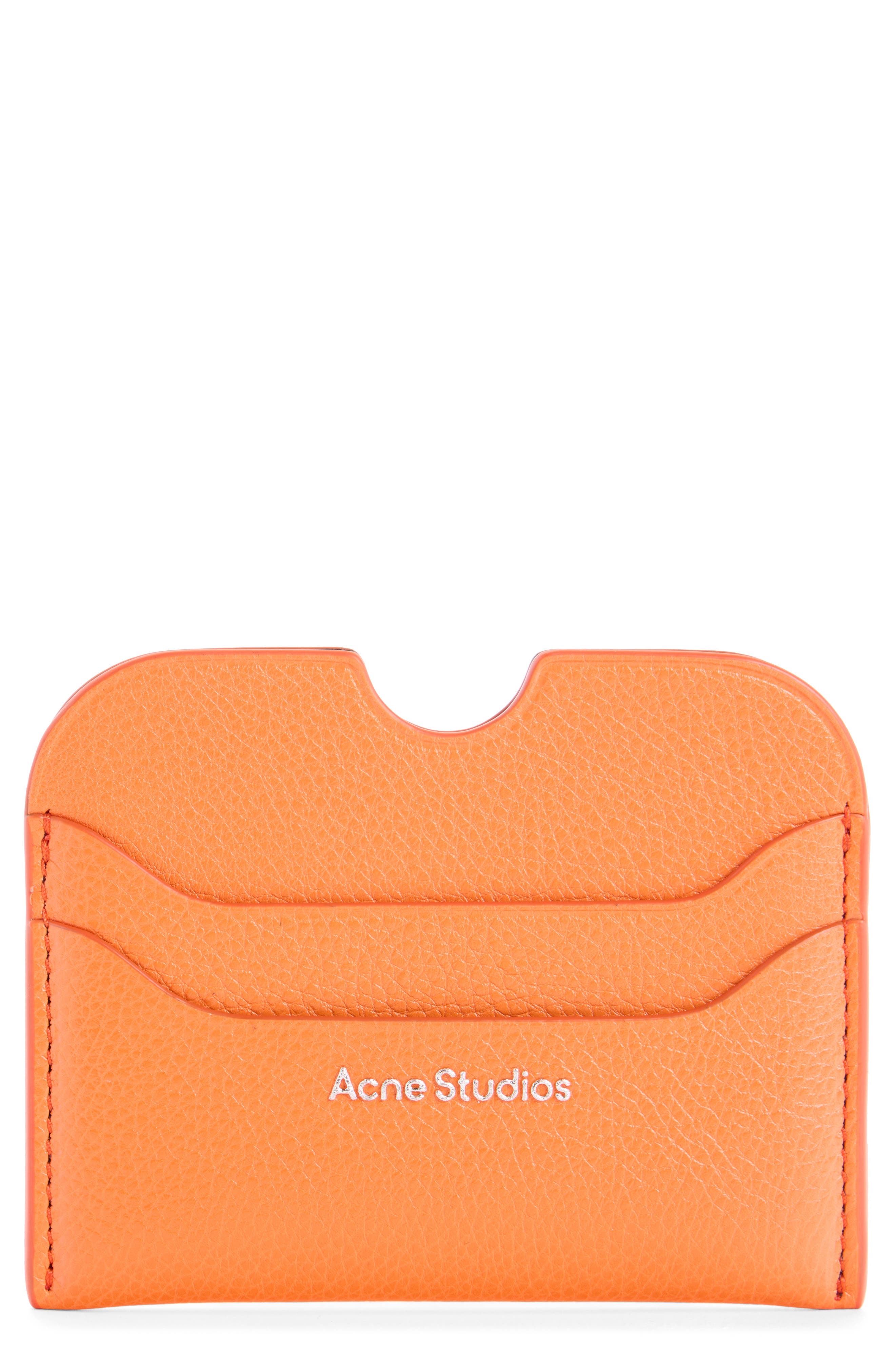 Acne Studios Large Elmas Leather Card Holder In Orange