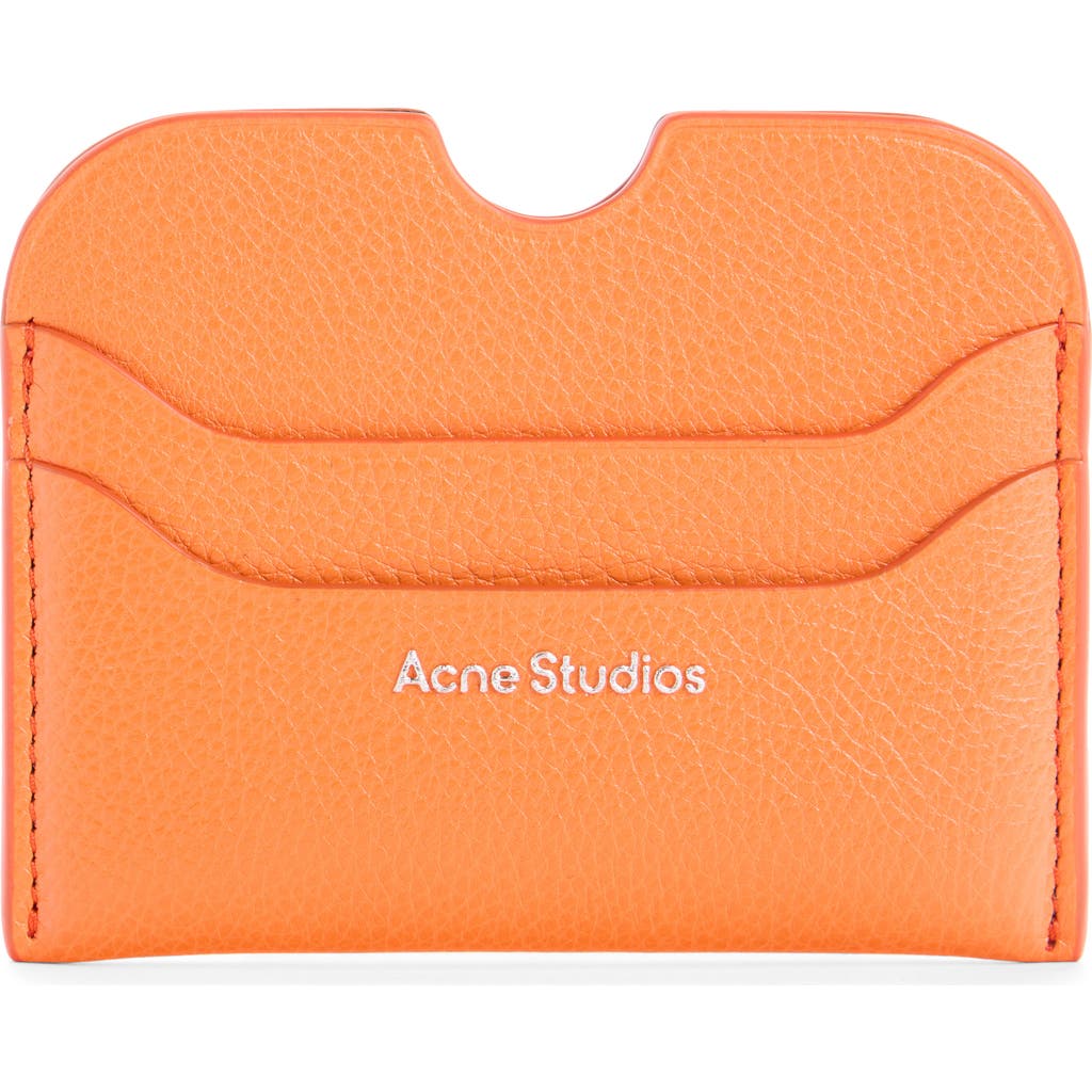 Acne Studios Large Elmas Leather Card Holder In Orange