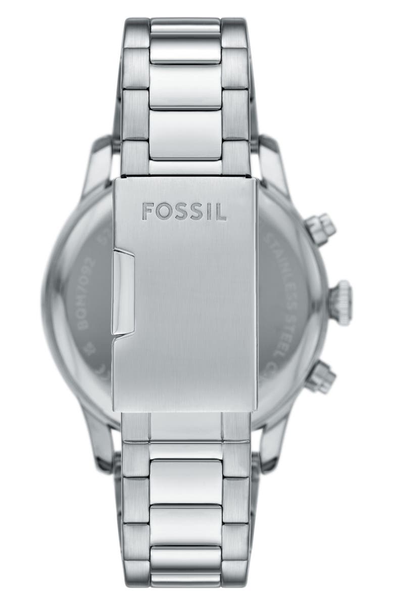 Fossil Bennett Multifunction Leather Strap Watch, 45mm, Alternate, color, Silver
