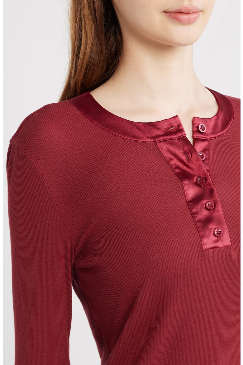 The Satin Trim Rib Henley, Alternate, color, BURGUNDY