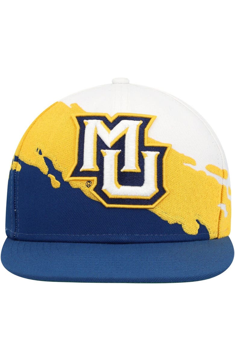 Mitchell & Ness Men's Mitchell & Ness Navy/White Marquette Golden Eagles Paintbrush Snapback Hat, Alternate, color, Navy