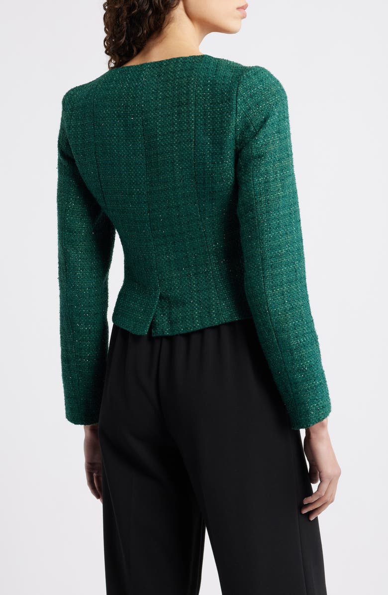 French Connection Shante Shimmer Tweed Top, Alternate, color, Evergreen