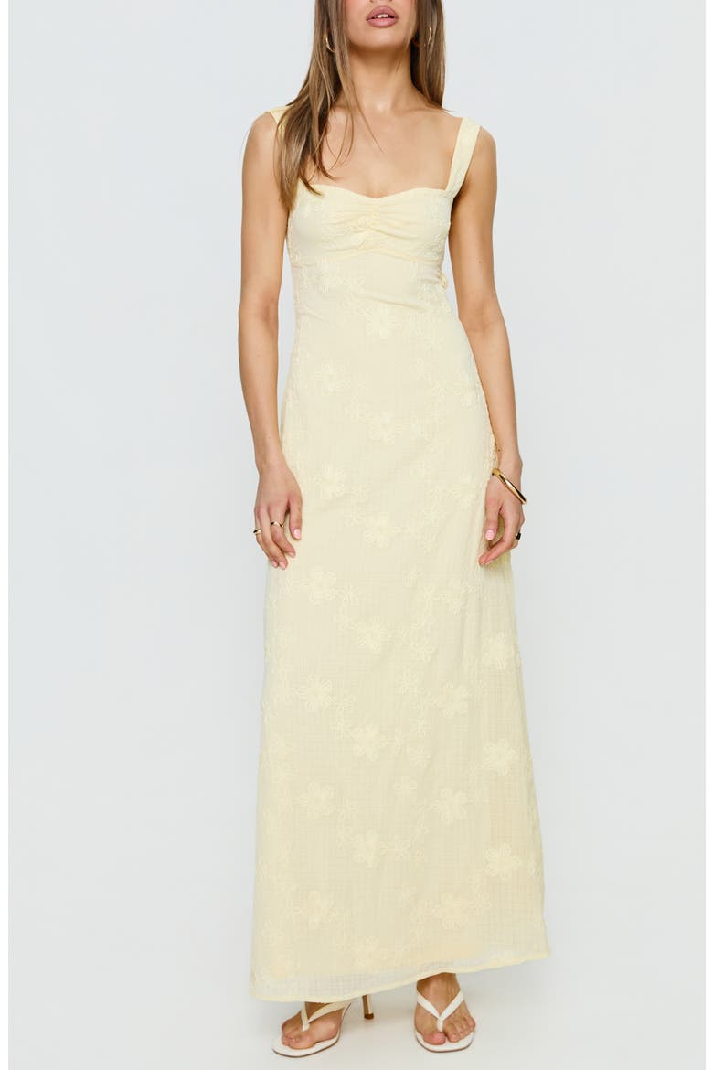 Maisone Floral Embroidered Maxi Dress, Main, color, LEMON