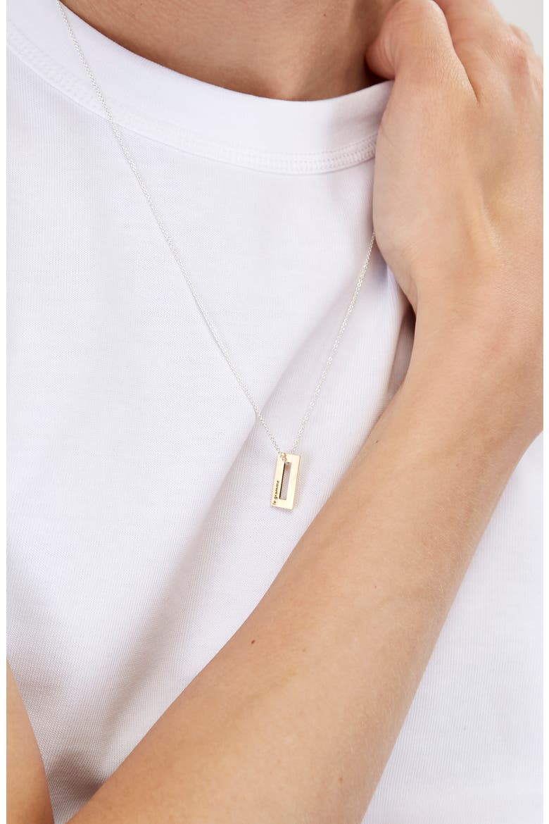 Brushed Rectangle Pendant Necklace, Alternate, color, YELLOW GOLD
