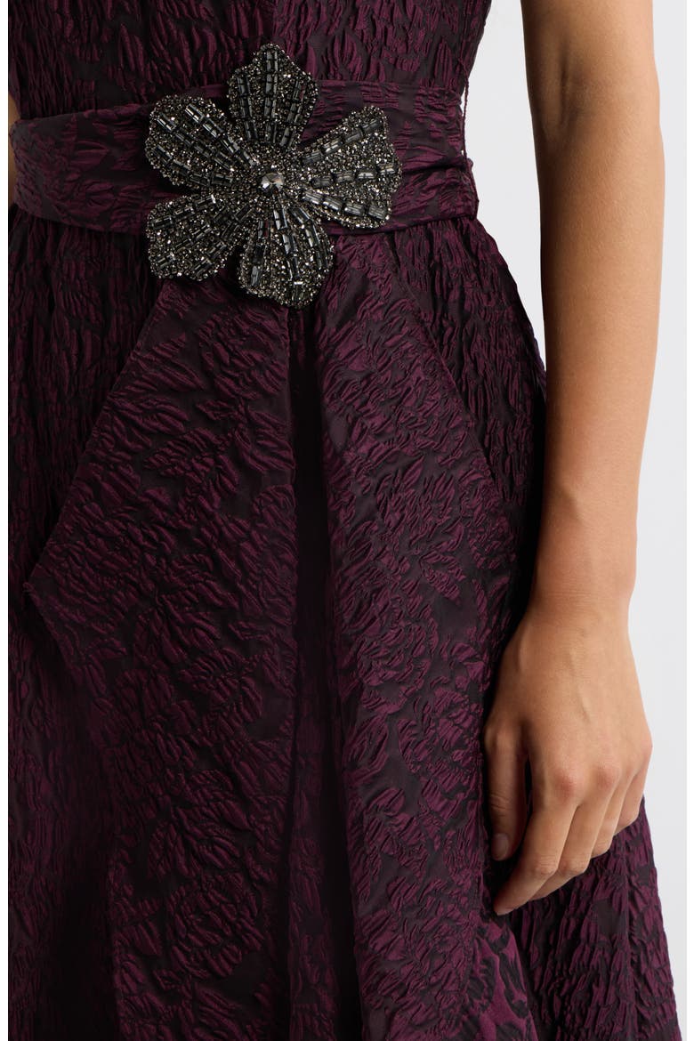 Crinkle Taffeta Sleeveless Gown, Alternate, color, PLUM
