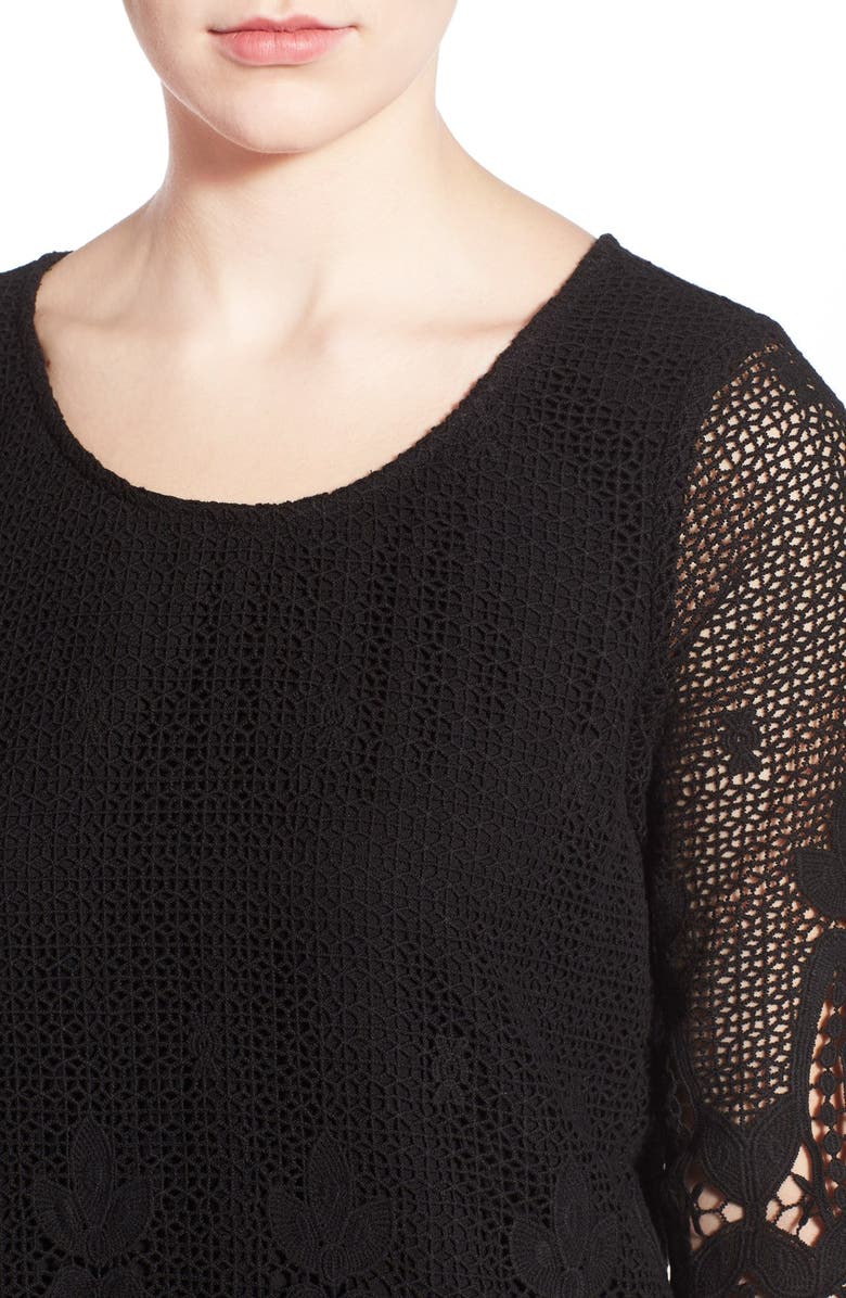 Ella Moss 'Thistle' Crochet Three-Quarter Sleeve Top, Alternate, color,