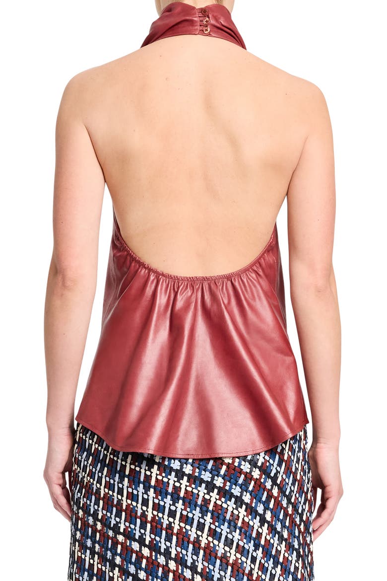 Friday Night Halter Leather Top, Alternate, color, KARANDA RED