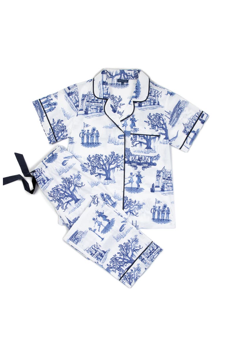 New Orleans Toile Pants Set, Alternate, color, Navy