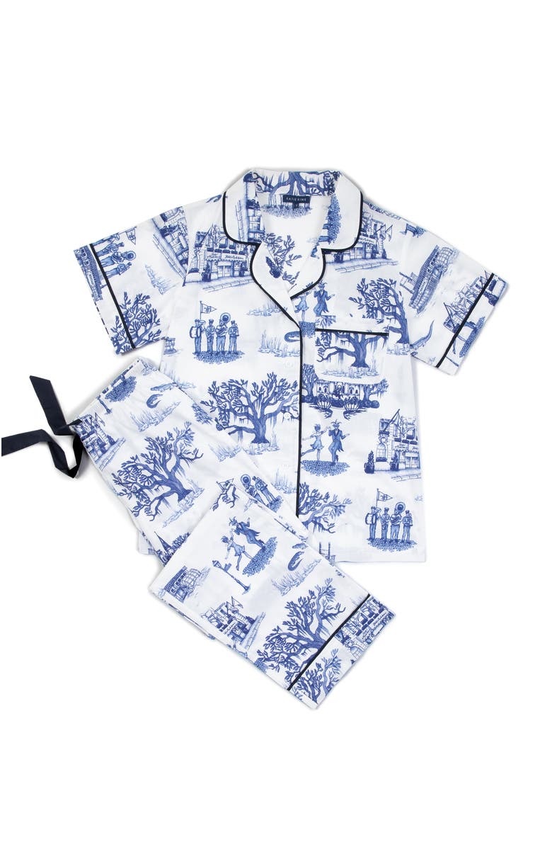 Katie Kime New Orleans Toile Pants Set, Alternate, color, Navy