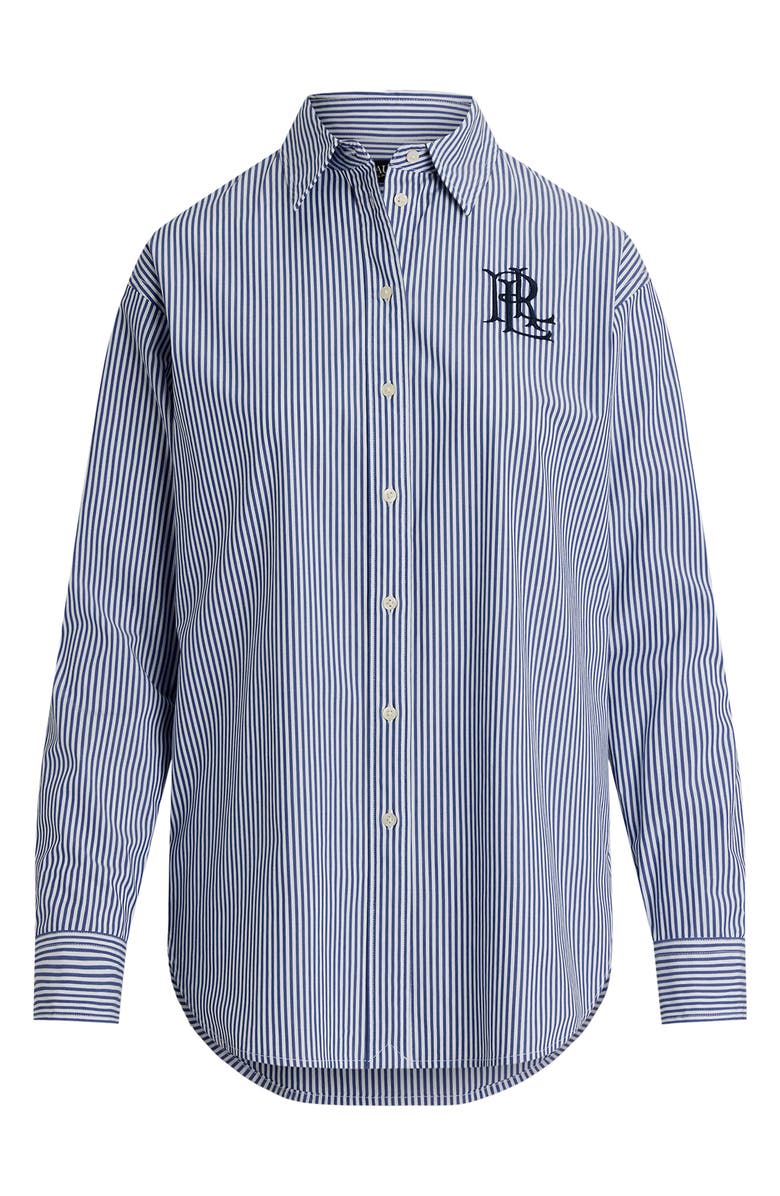 Lauren Ralph Lauren Relaxed Fit Striped Stretch Cotton Shirt, Alternate, color, Blue/White