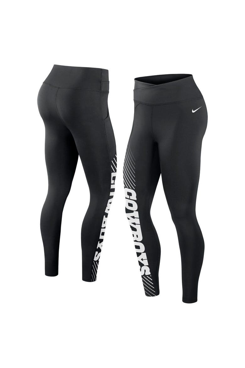 Women's Nike Black Dallas Cowboys Yard Line Crossover Leggings, Main, color, Black
