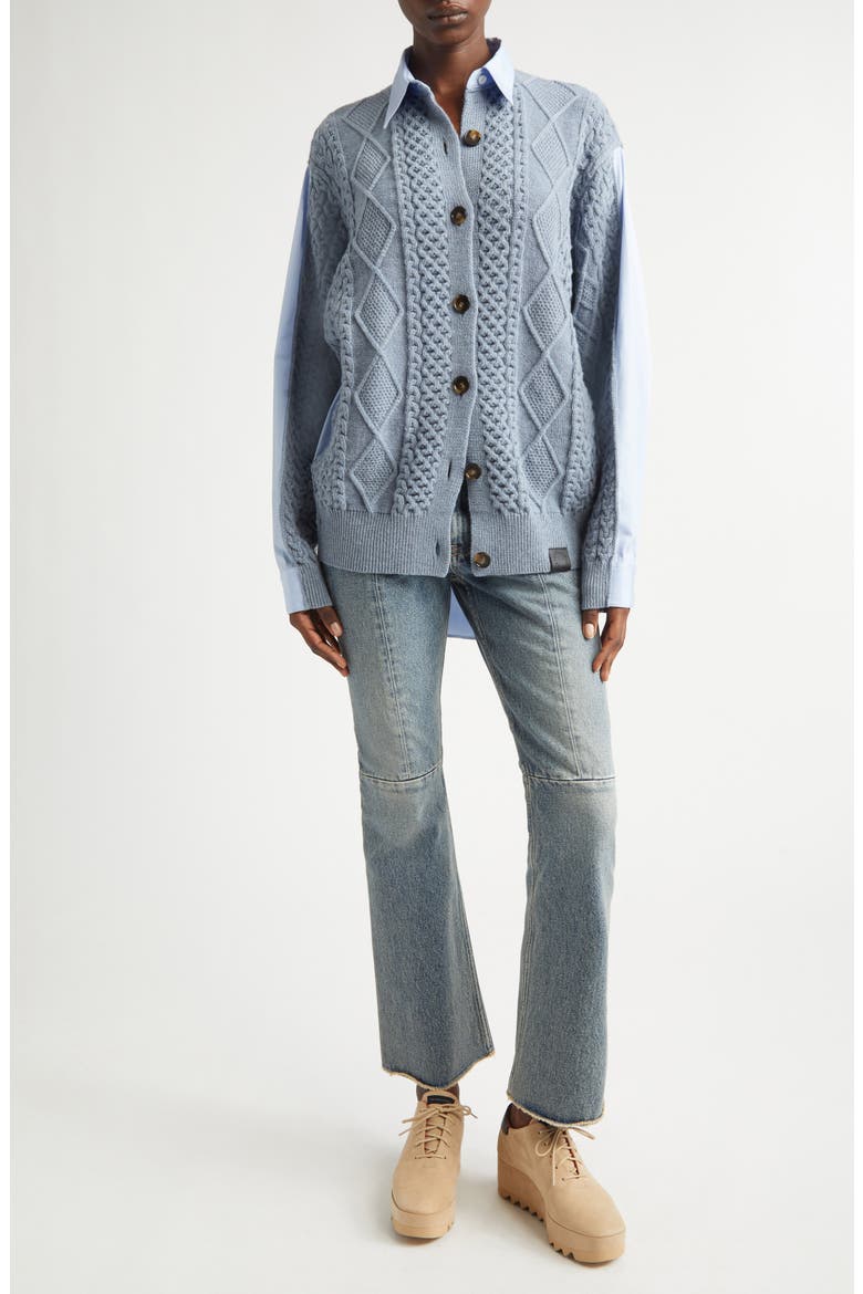 Hybrid Knit Shirt Cardigan, Alternate, color, BLUE/ GREY
