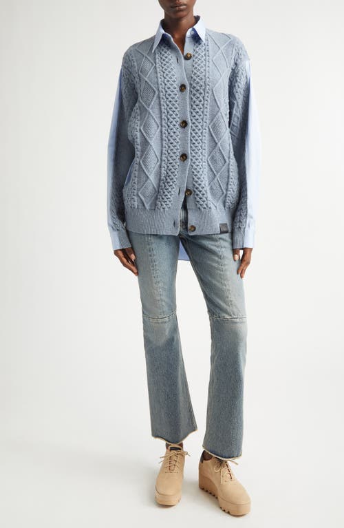 Stella Mccartney Hybrid Knit Shirt Cardigan In Gray