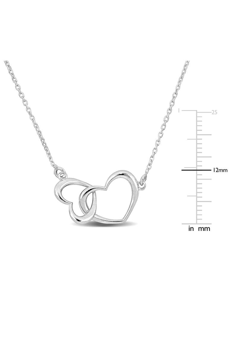 Double Heart Charm Necklace & Bracelet Set, Alternate, color, SILVER
