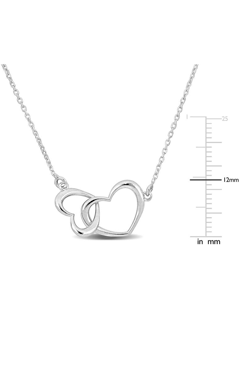 DELMAR Double Heart Charm Necklace & Bracelet Set, Alternate, color, Silver