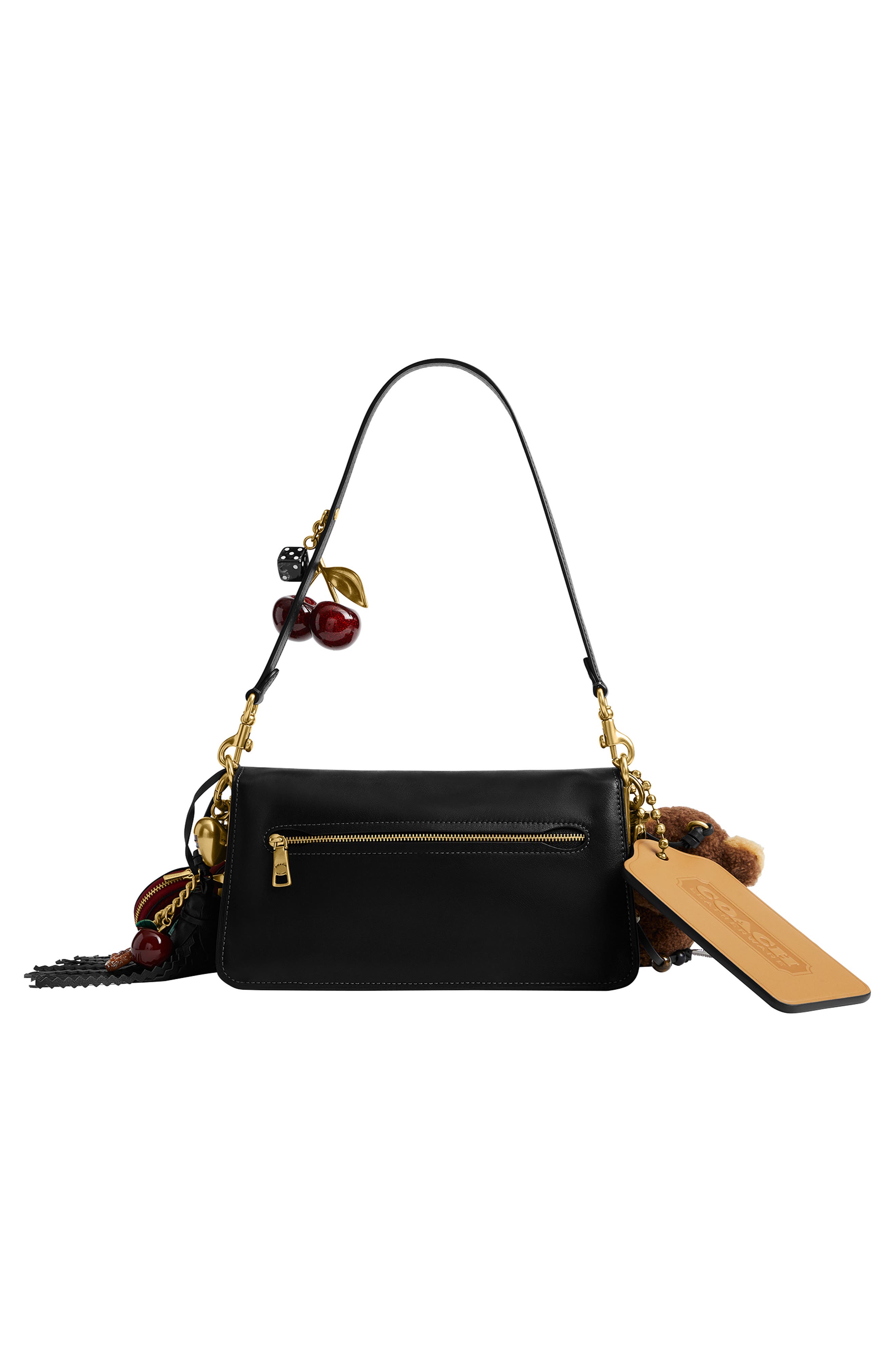 COACH Tabby 26 Leather Shoulder Bag with Charms, Alternate, color, Black Multi