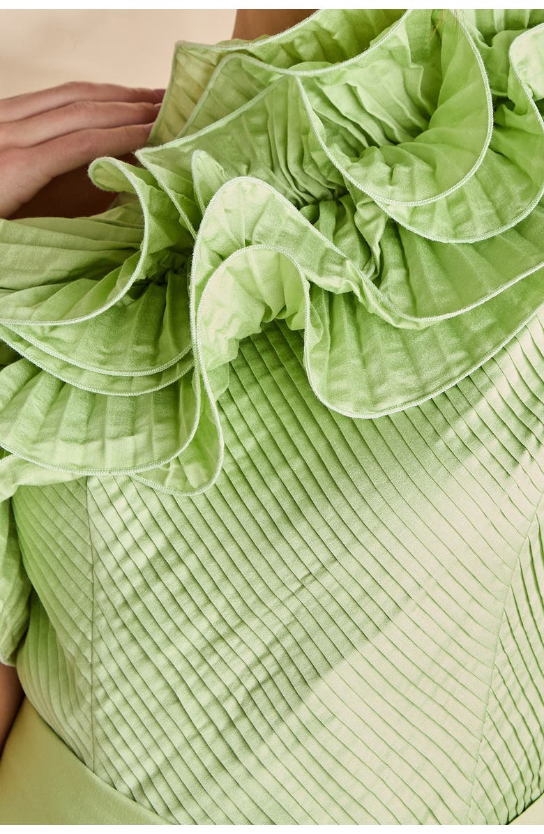 Coast One Shoulder Pleated Skirt Maxi Dress, Alternate, color, Green