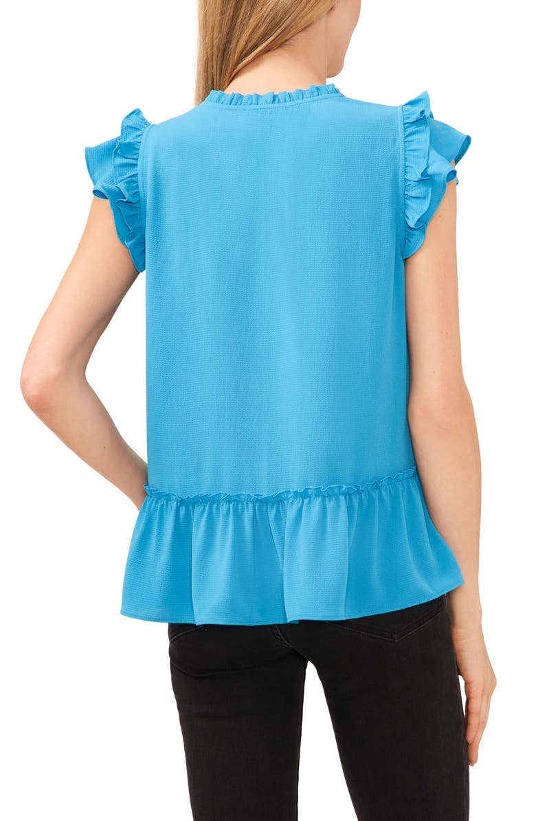 CeCe Ruffle Sleeve Tie Neck Top, Alternate, color, 