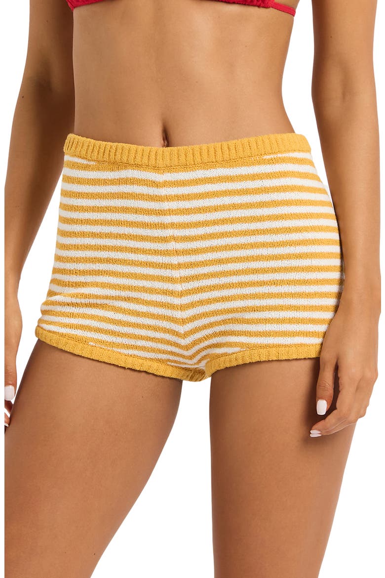 Ozzy Striped Knit Shorts, Alternate, color, SAFFRON / WHITE