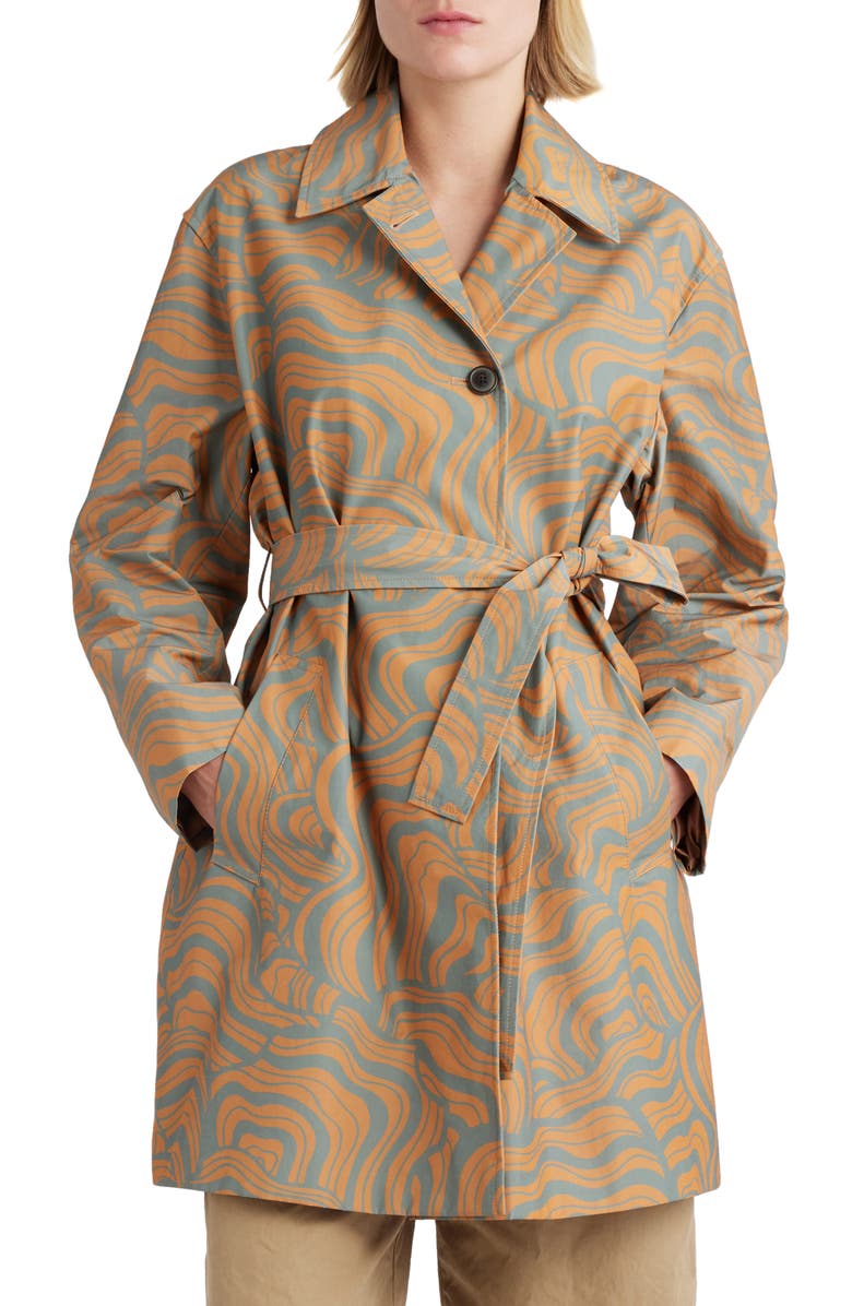 Dries Van Noten Ramblas Abstract Swirl Water Repellent Trench Coat, Main, color, 