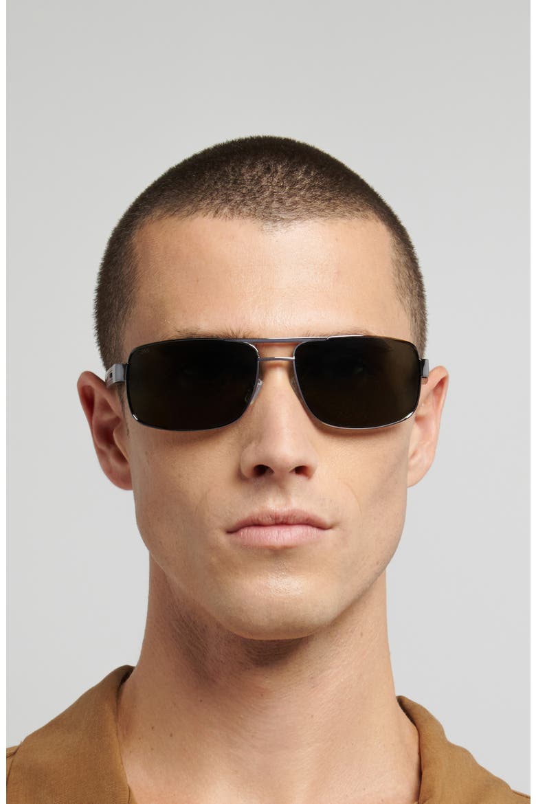 62mm Navigator Sunglasses, Alternate, color, DARK RUTHENIUM/ GREEN