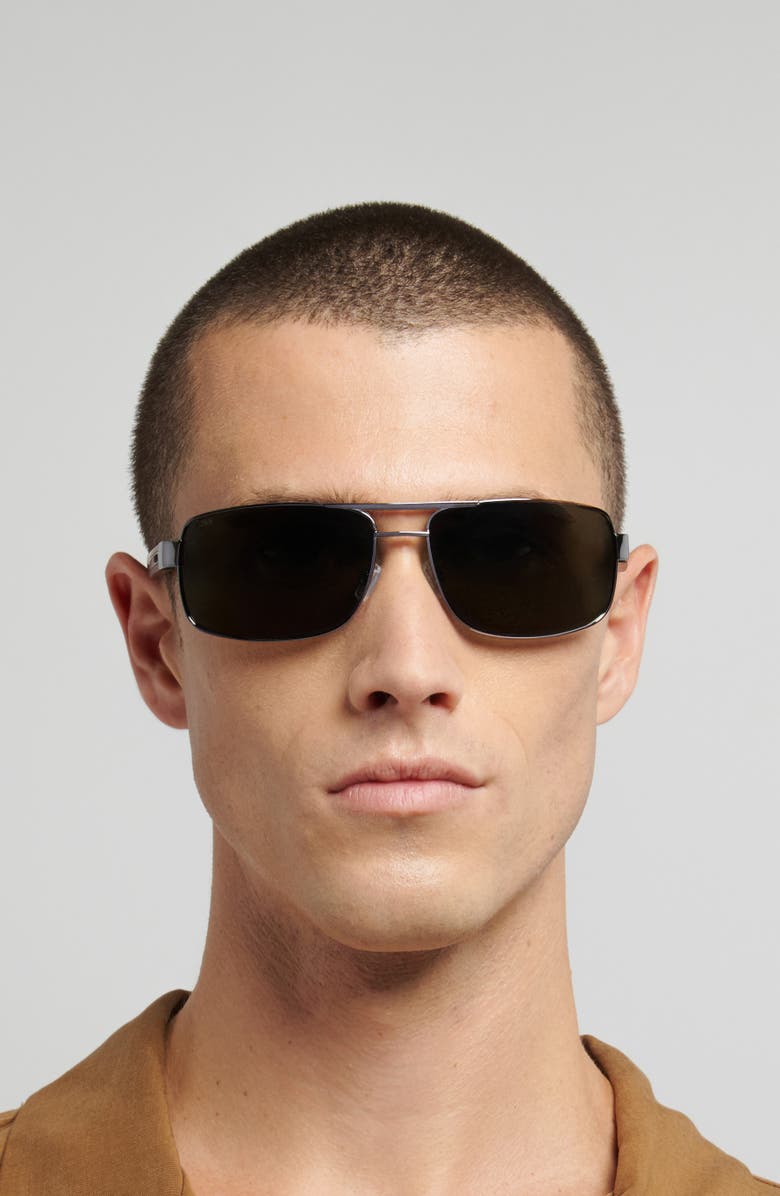 BOSS 62mm Navigator Sunglasses, Alternate, color, Dark Ruthenium/ Green