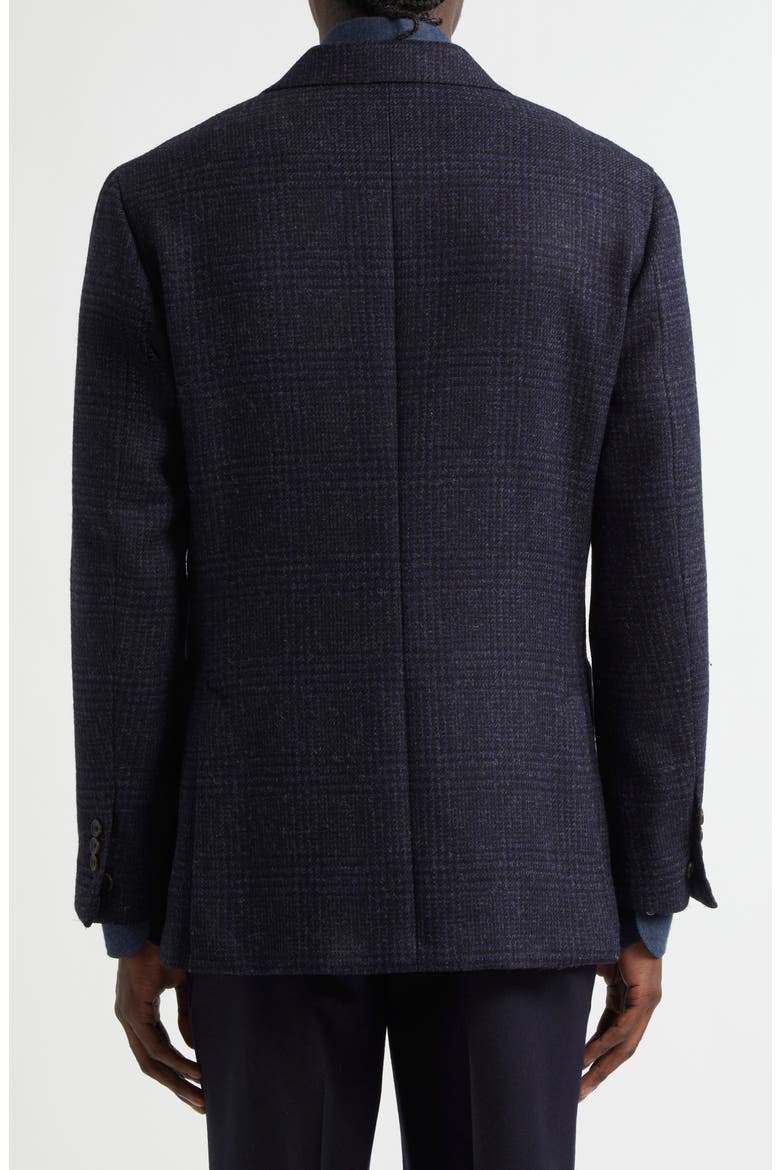 Unstructured Double Breasted Plaid Wool Sport Coat, Alternate, color, NAVY CHECK