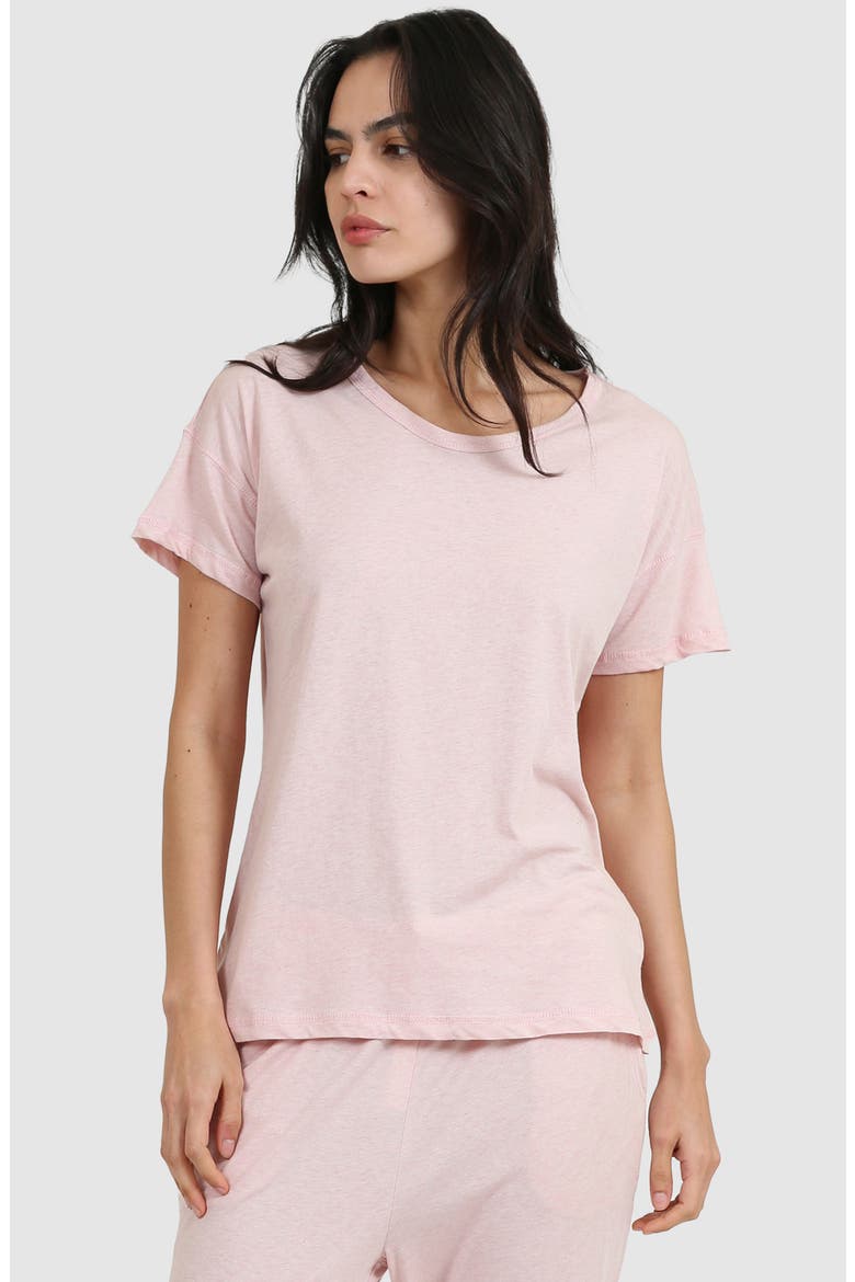 Jade Short Sleeve Organic Cotton Pajama Top, Alternate, color, PINK