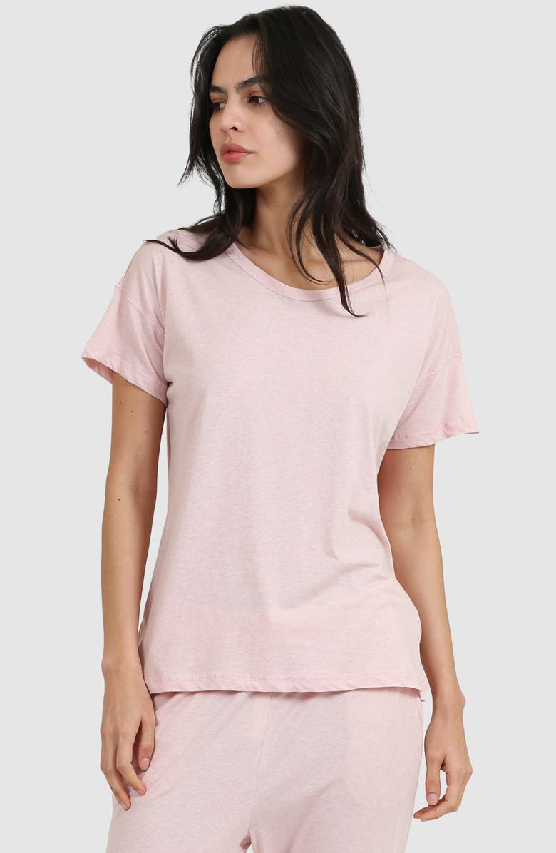 Papinelle Jade Short Sleeve Organic Cotton Pajama Top, Alternate, color, Pink
