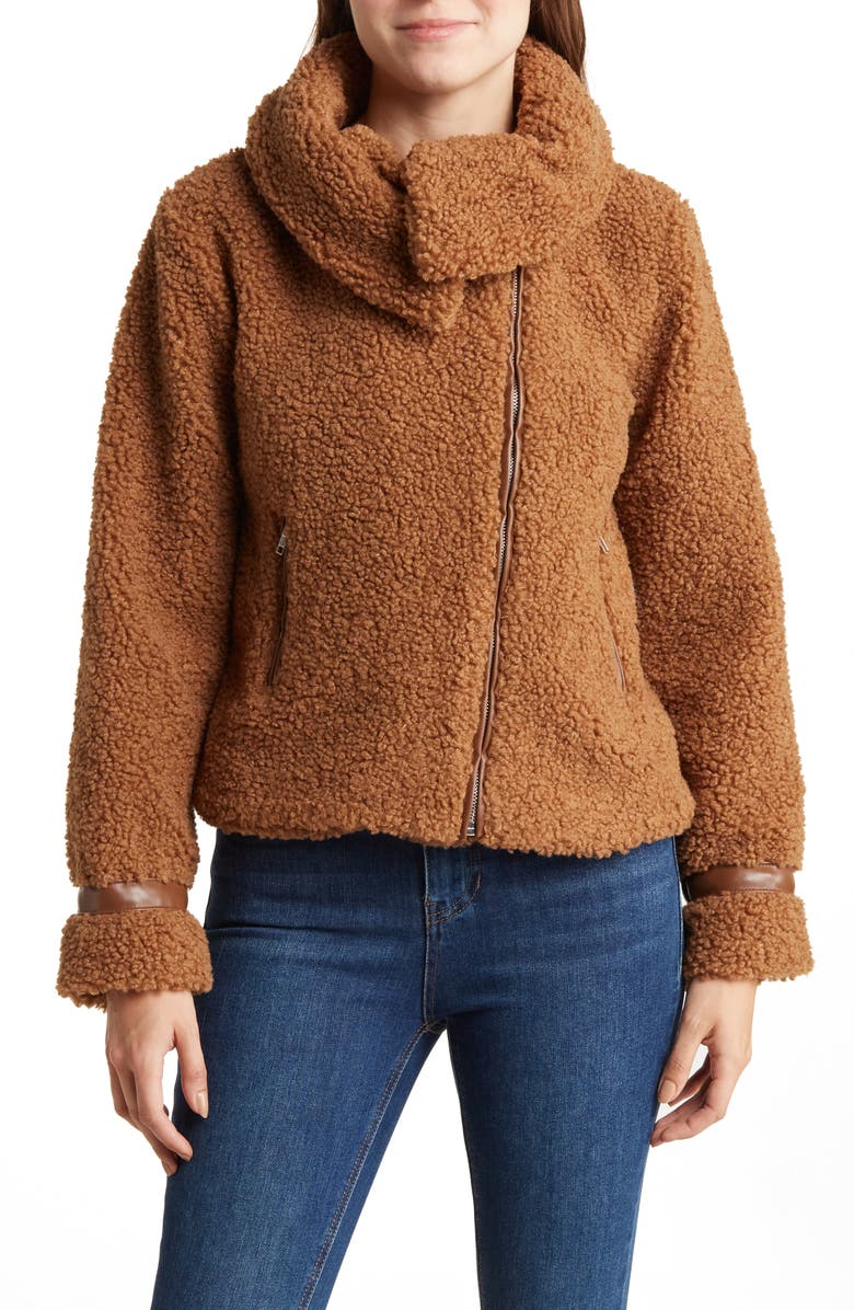 Blu Pepper Faux Shearling & Faux Leather Jacket, Alternate, color, 